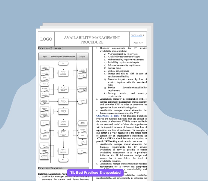 Availability Management Process Template - IT - QMS.COM