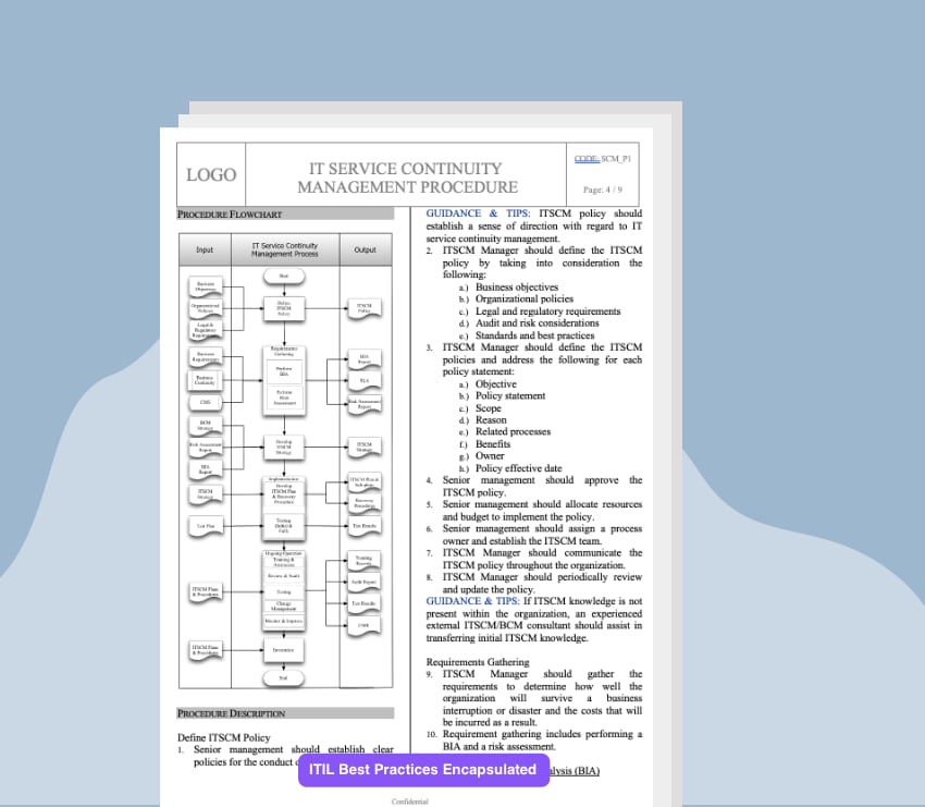 IT Process Documentation Template: IT Service Continuity. – IT-QMS.COM