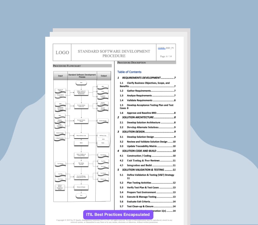 Standard Software Development Value Stream Document Template – IT-QMS.COM
