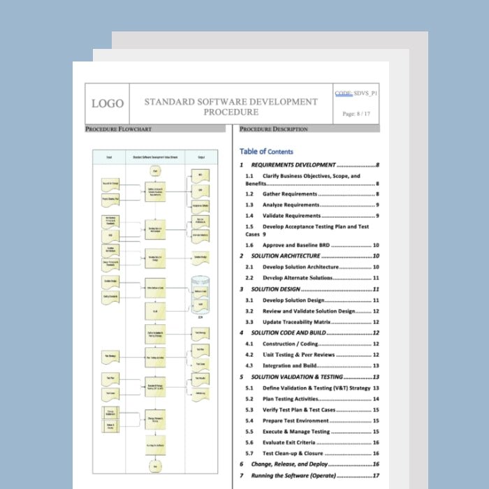 Standard Software Development Value Stream Document Template – IT-QMS.COM